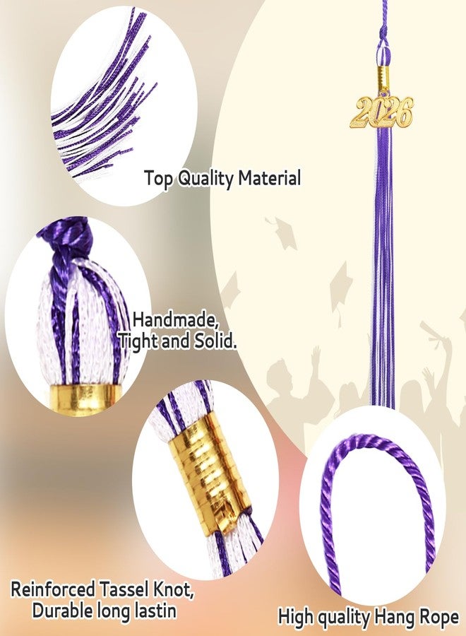 Nelisylux 2026 Tassel Graduation, Purple White Graduation Tassel, 2026 Tassel Charms for Graduations Cap Decorations, Tassels Memorial Grad Cords for College High School Graduate Hat Ceremonies Accessories - Image 5